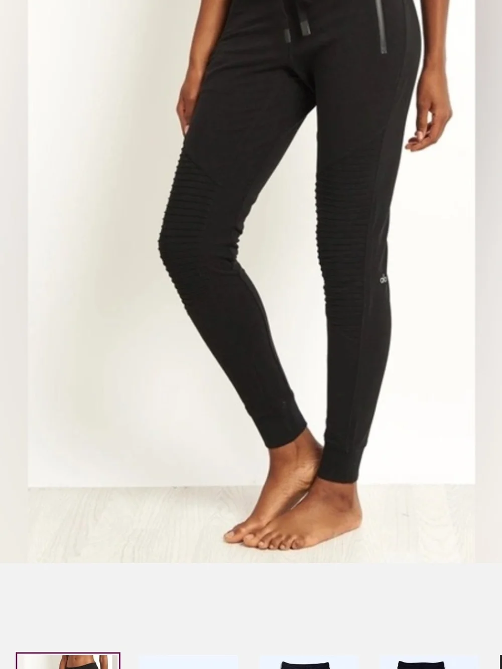 ALO Yoga Black Ribbed Moto Joggers